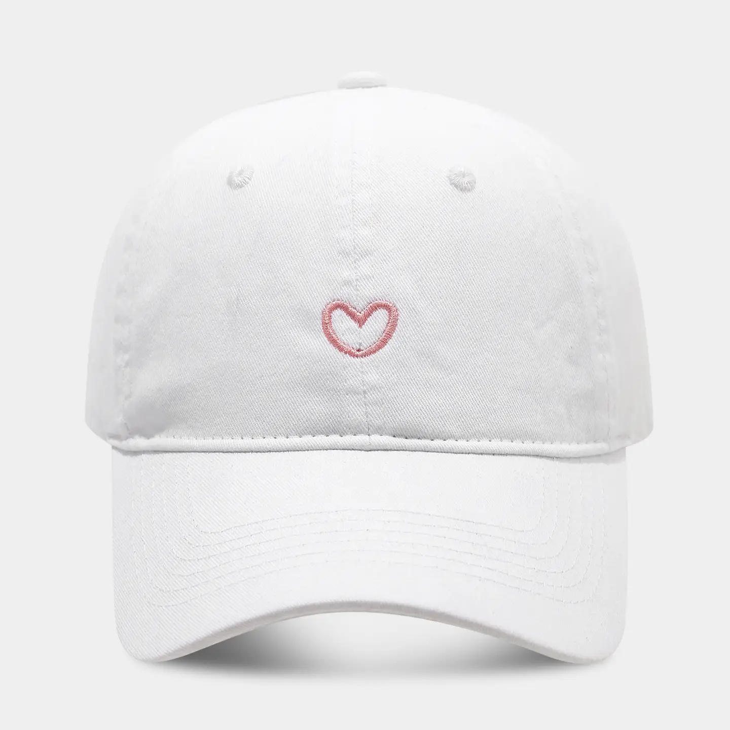 Women Pink Heart Embroidered Baseball Cap - Image 8