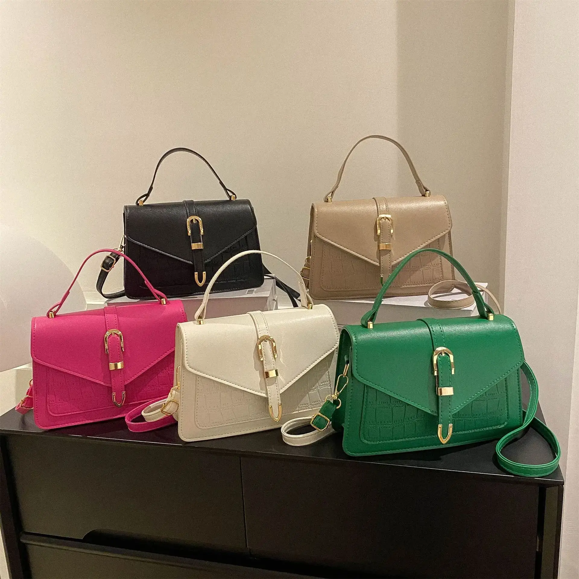 Green Stone Pattern Single Shoulder Crossbody Bag for Women - Image 6