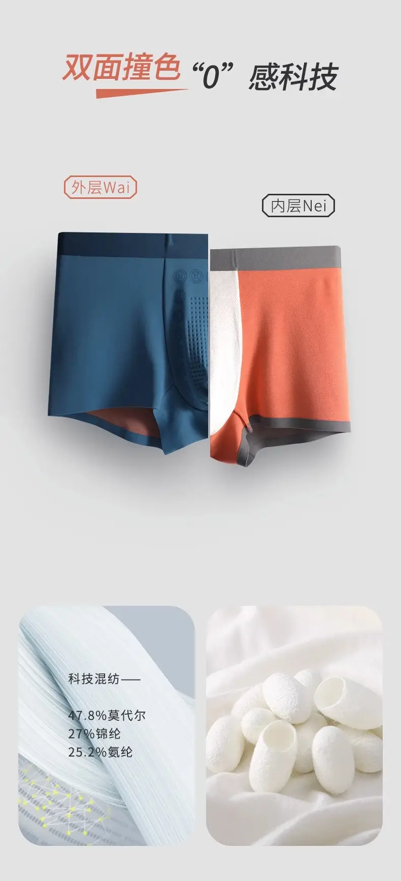 100S Modal Underwear Black Silk Crotch Breathable — feature 14