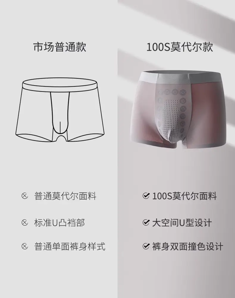 100S Modal Underwear Black Silk Crotch Breathable — feature 16
