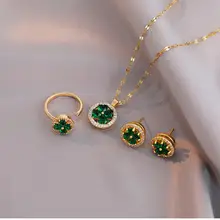 Necklace Set Sunflower Zircon Gold Titanium Celestial Fashion — feature 10