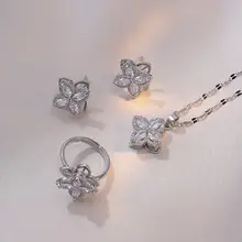 Necklace Set Sunflower Zircon Gold Titanium Celestial Fashion — feature 11