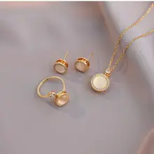 Necklace Set Sunflower Zircon Gold Titanium Celestial Fashion — feature 16