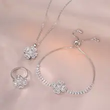 Necklace Set Sunflower Zircon Gold Titanium Celestial Fashion — feature 3