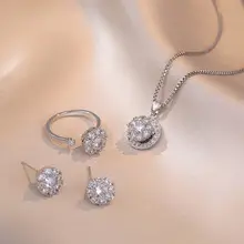 Necklace Set Sunflower Zircon Gold Titanium Celestial Fashion — feature 8