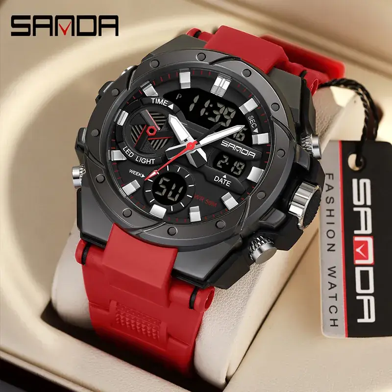 Sanda Black Digital Sport Watch for Men - Image 26