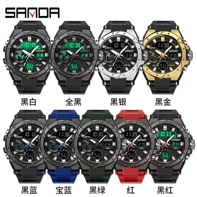 Sanda Black Digital Sport Watch for Men - Image 28