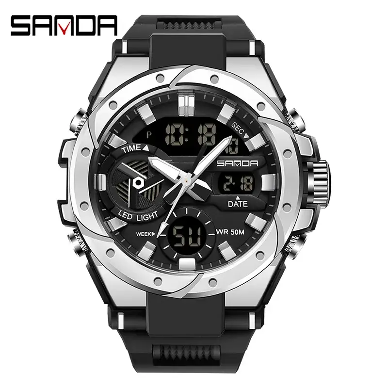 Sanda Black Digital Sport Watch for Men - Image 29