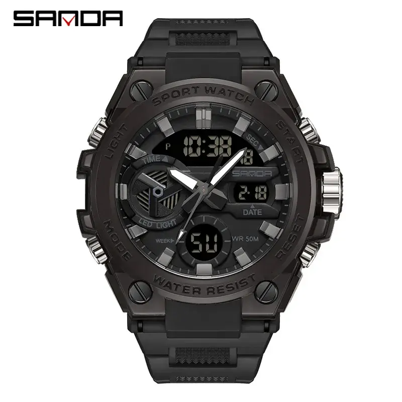Sanda Black Digital Sport Watch for Men - Image 10