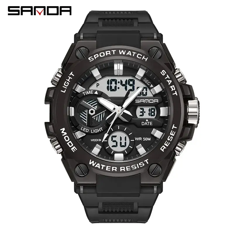 Sanda Black Digital Sport Watch for Men - Image 11