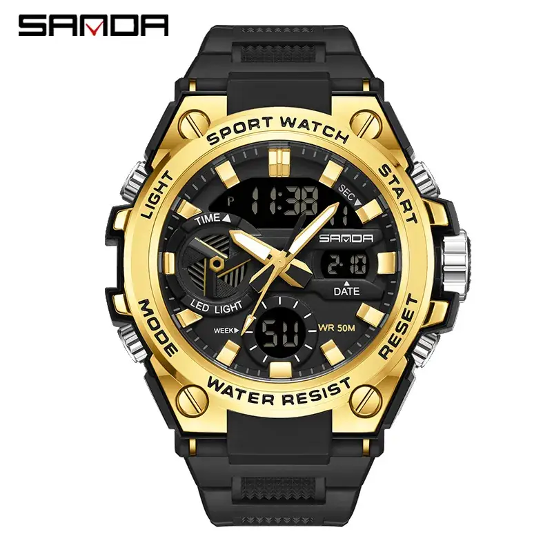 Sanda Black Digital Sport Watch for Men - Image 13