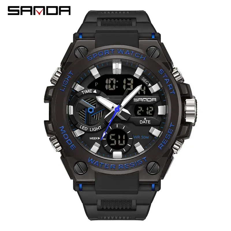 Sanda Black Digital Sport Watch for Men - Image 15
