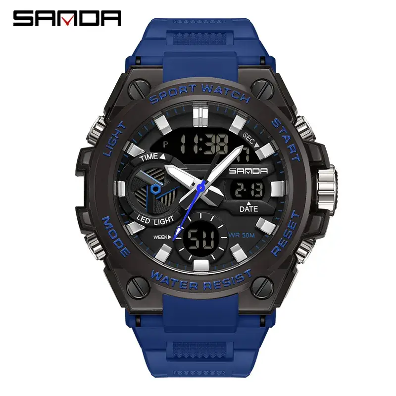 Sanda Black Digital Sport Watch for Men - Image 16