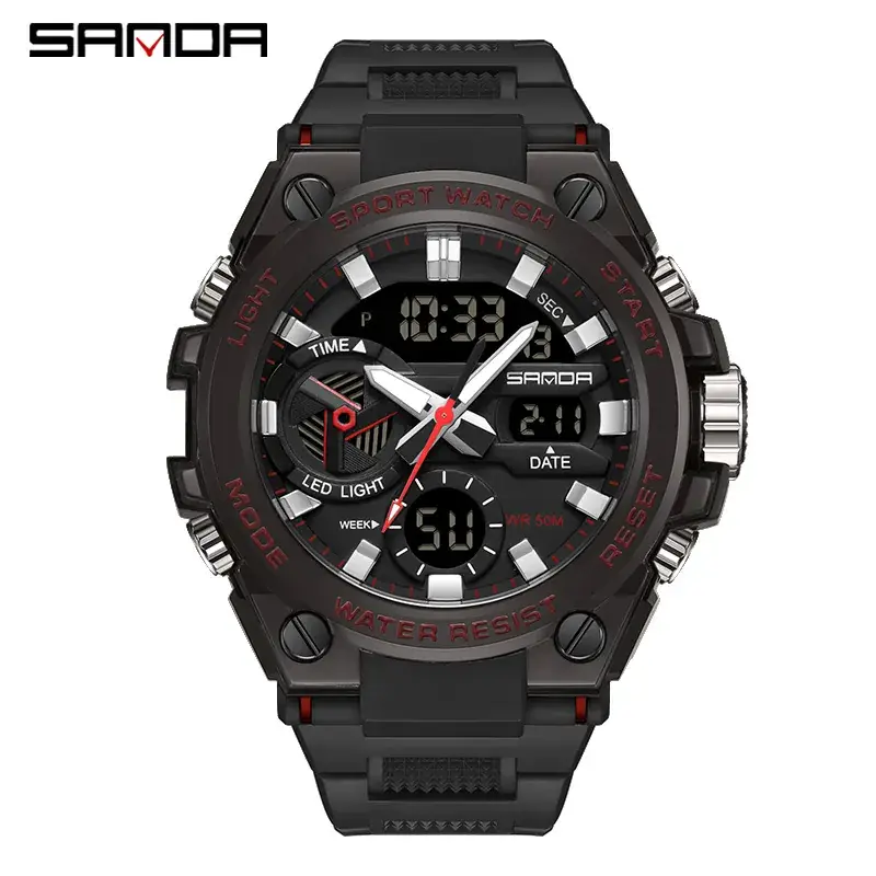 Sanda Black Digital Sport Watch for Men - Image 17
