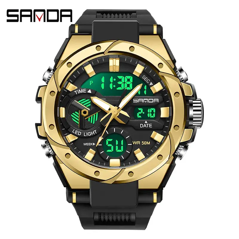 Sanda Black Digital Sport Watch for Men - Image 4