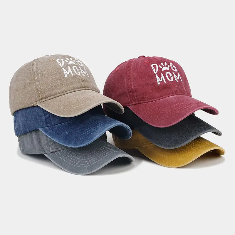 Women Grey Mom Dog Cap Wash & Wear Embroidered