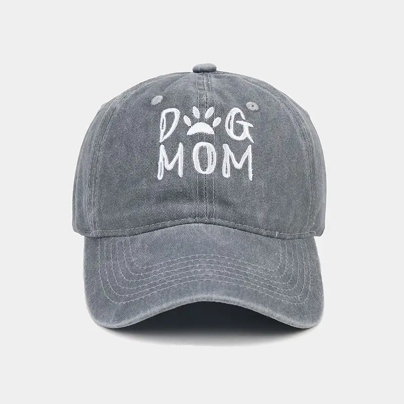 Women Grey Mom Dog Cap Wash & Wear Embroidered