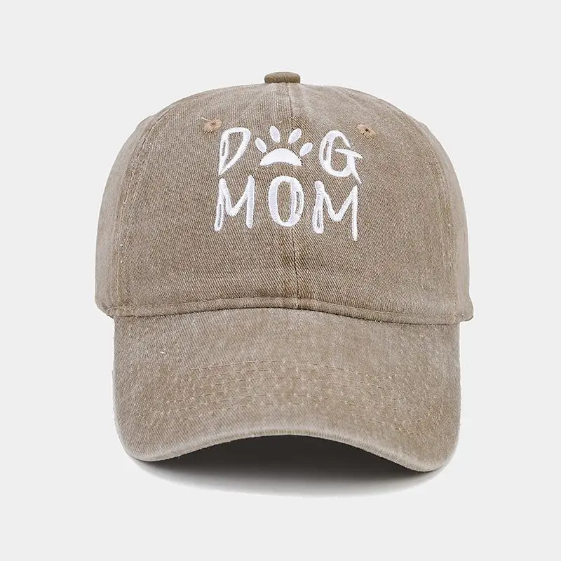 Women Grey Mom Dog Cap Wash & Wear Embroidered