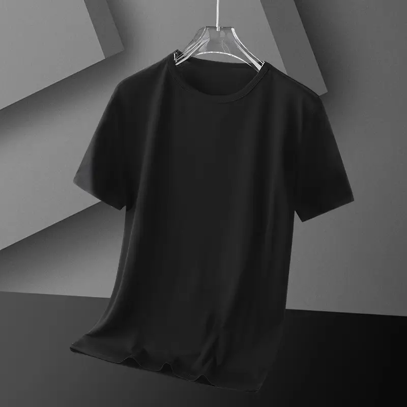 Men Black Cotton T-Shirt Short Sleeve Base Layer - Image 7