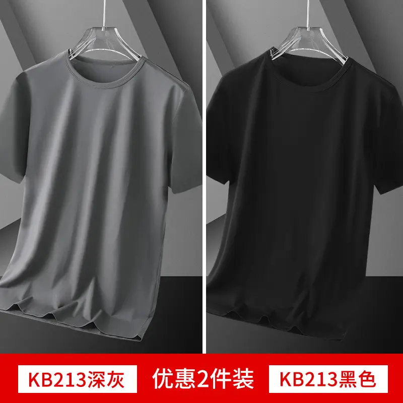 Men Black Cotton T-Shirt Short Sleeve Base Layer - Image 9