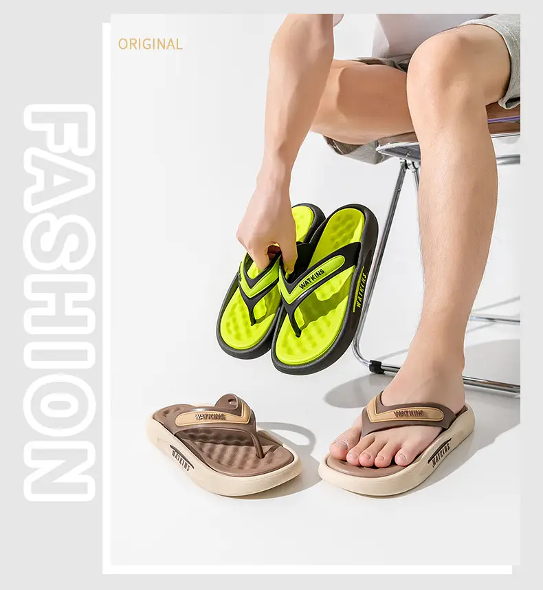 Women's Brown PVC Flip Flops with Gold Logo — feature 11