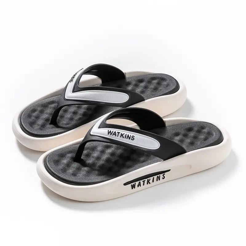 Women's Brown PVC Flip Flops with Gold Logo