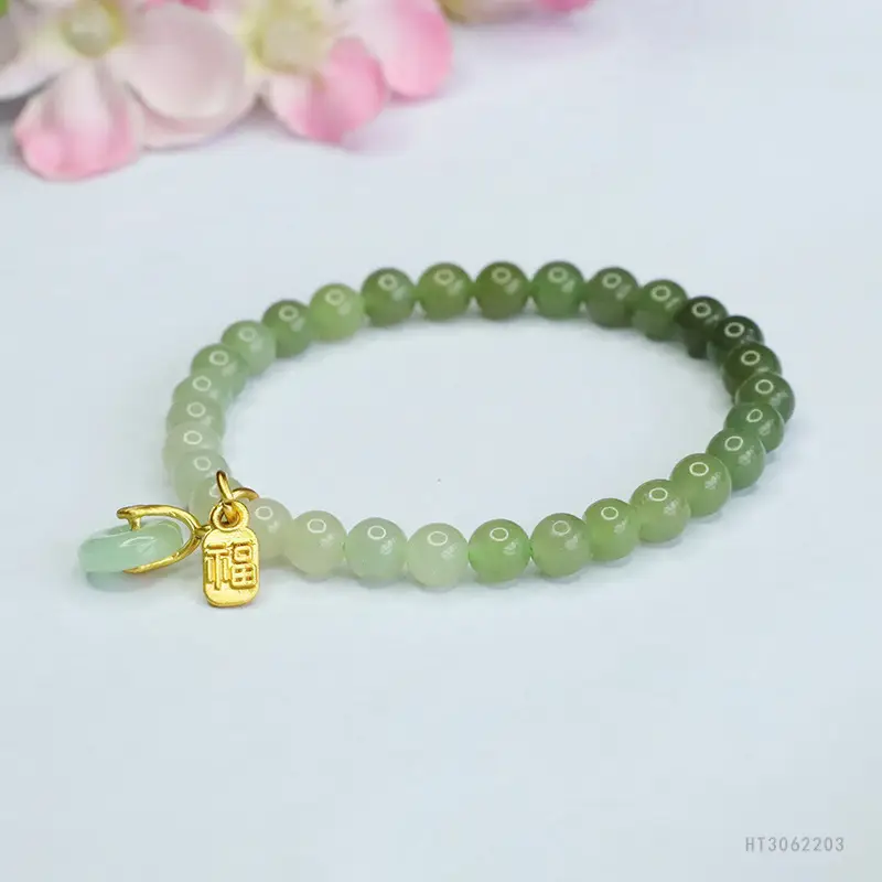 Guan Yu Jade Bracelet Clear Gradient Women Fortune Buckle - Image 3