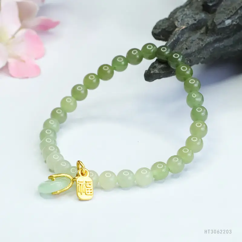 Guan Yu Jade Bracelet Clear Gradient Women Fortune Buckle - Image 5
