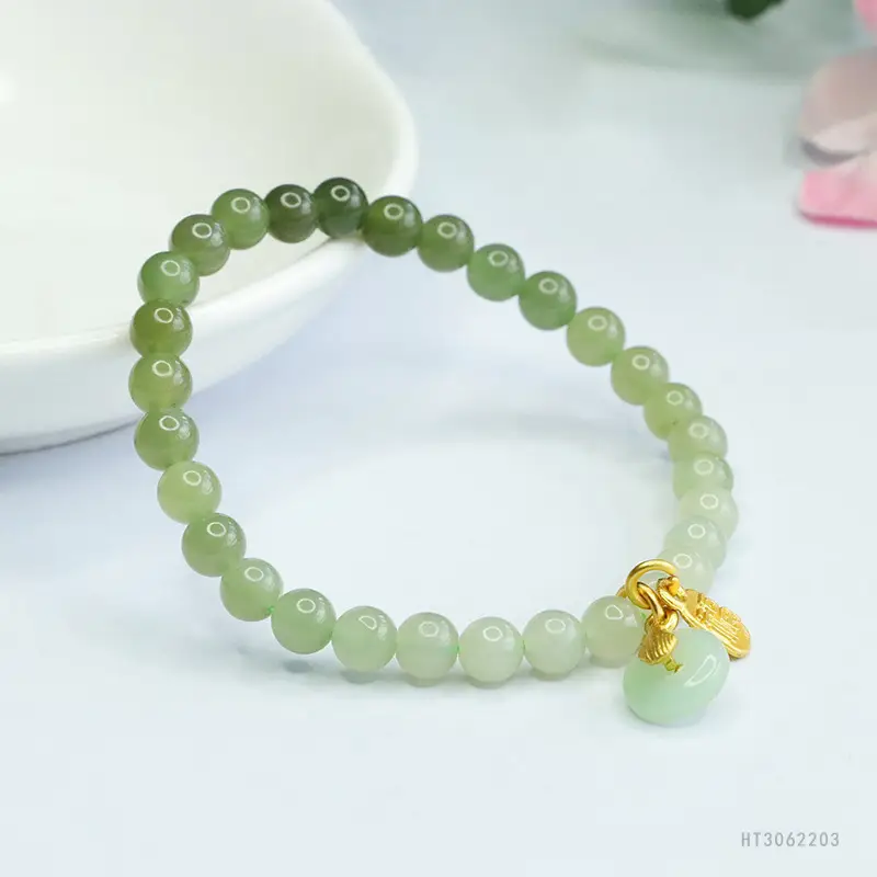 Guan Yu Jade Bracelet Clear Gradient Women Fortune Buckle — feature 8
