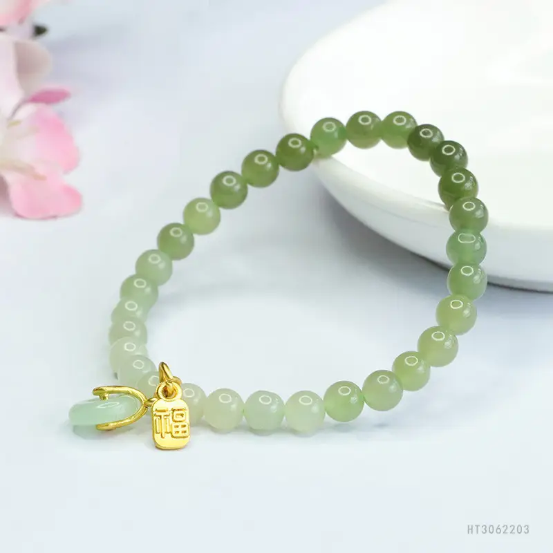 Guan Yu Jade Bracelet Clear Gradient Women Fortune Buckle — feature 9