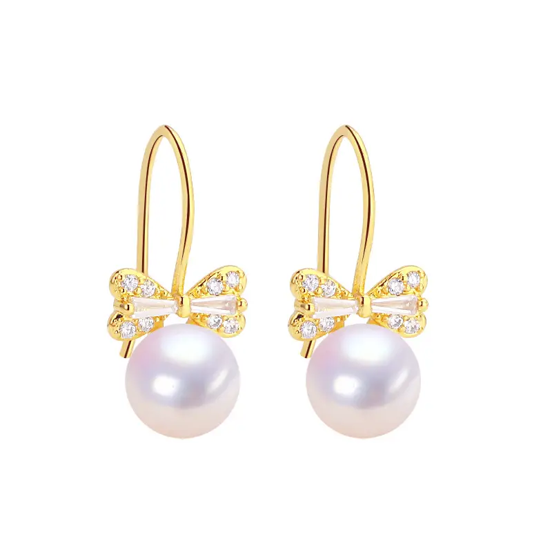 Natural Pearl Earrings for Women 18K Gold Light