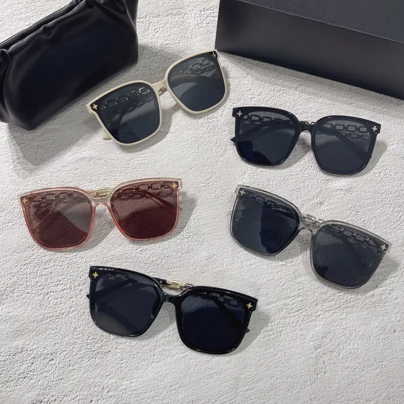 Women Chain Sunglasses Black Gold 2023 Summer - Image 7