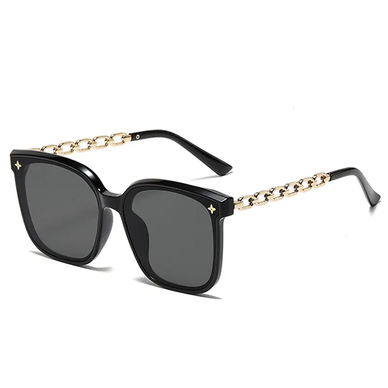Women Chain Sunglasses Black Gold 2023 Summer