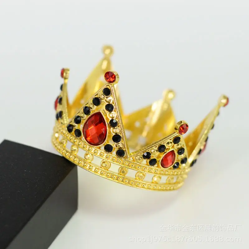 Gold Crown Crown with Blue Crystal Bridal Hairband - Image 3