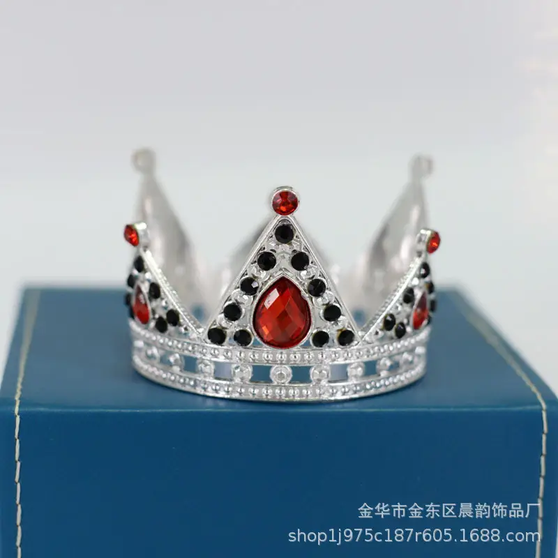 Gold Crown Crown with Blue Crystal Bridal Hairband - Image 6