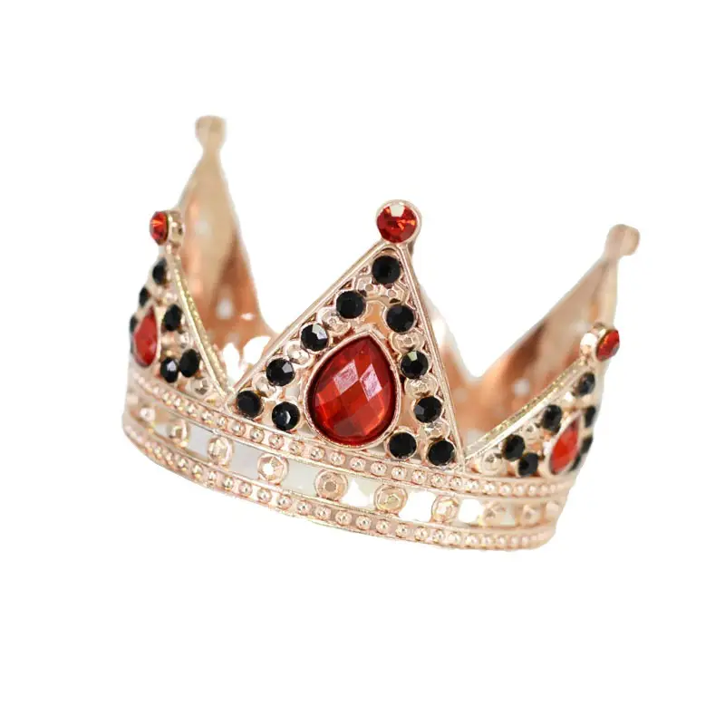 Gold Crown Crown with Blue Crystal Bridal Hairband - Image 9