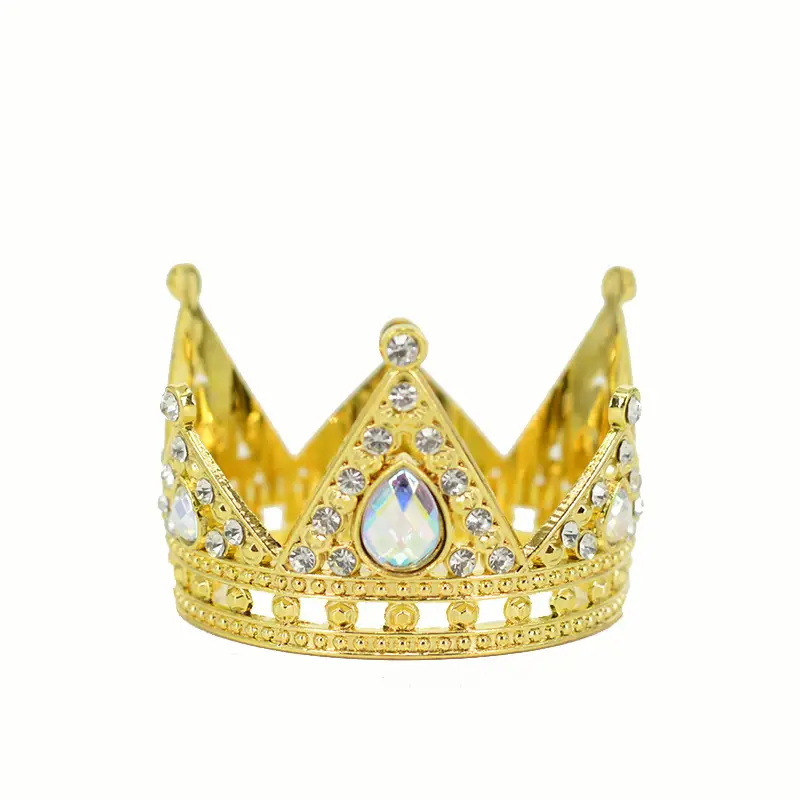 Gold Crown Crown with Blue Crystal Bridal Hairband - Image 10