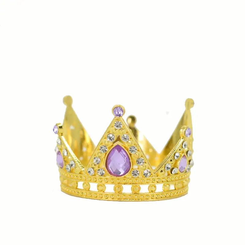 Gold Crown Crown with Blue Crystal Bridal Hairband - Image 11