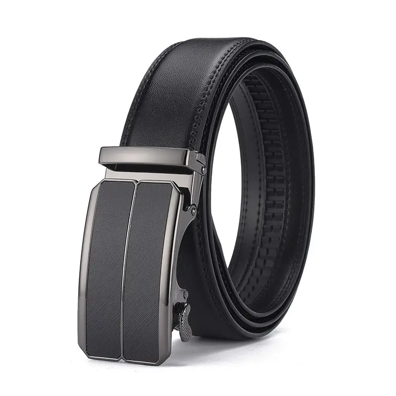 Men's Black Real Cowhide Belt Automatic Buckle Casual Business All Match