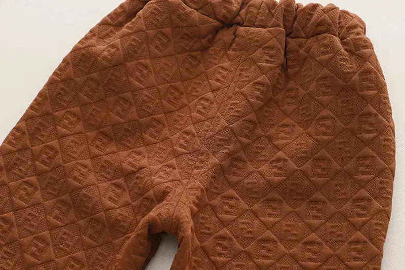 Brown Cotton Boys Jacket Set for Kids Autumn Wear