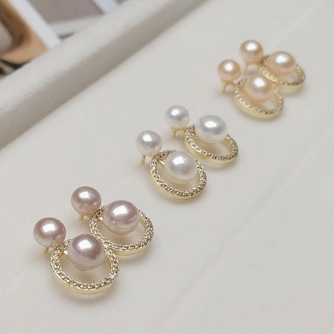 Freshwater Pearl Multi-Bead Earrings Ring for Women - Image 5