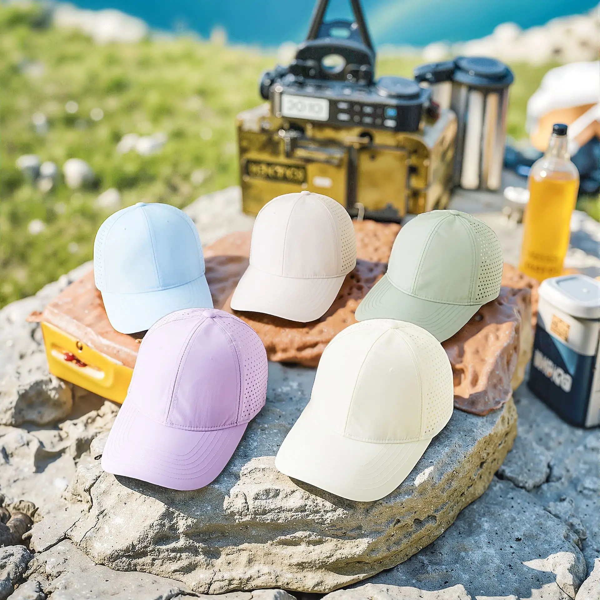 Women's White Nylon Sun Hat with Duck Tongue Mesh - Image 18