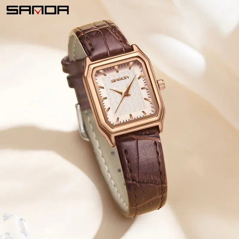 Korean Retro Square Women's Quartz Watch Gold - Image 23