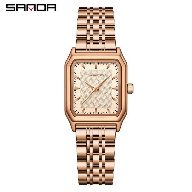 Korean Retro Square Women's Quartz Watch Gold - Image 21