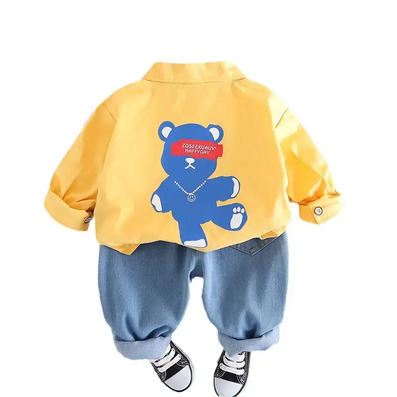 Boys 2023 Yellow Jacket T-Shirt Blue Jeans Set - Image 4