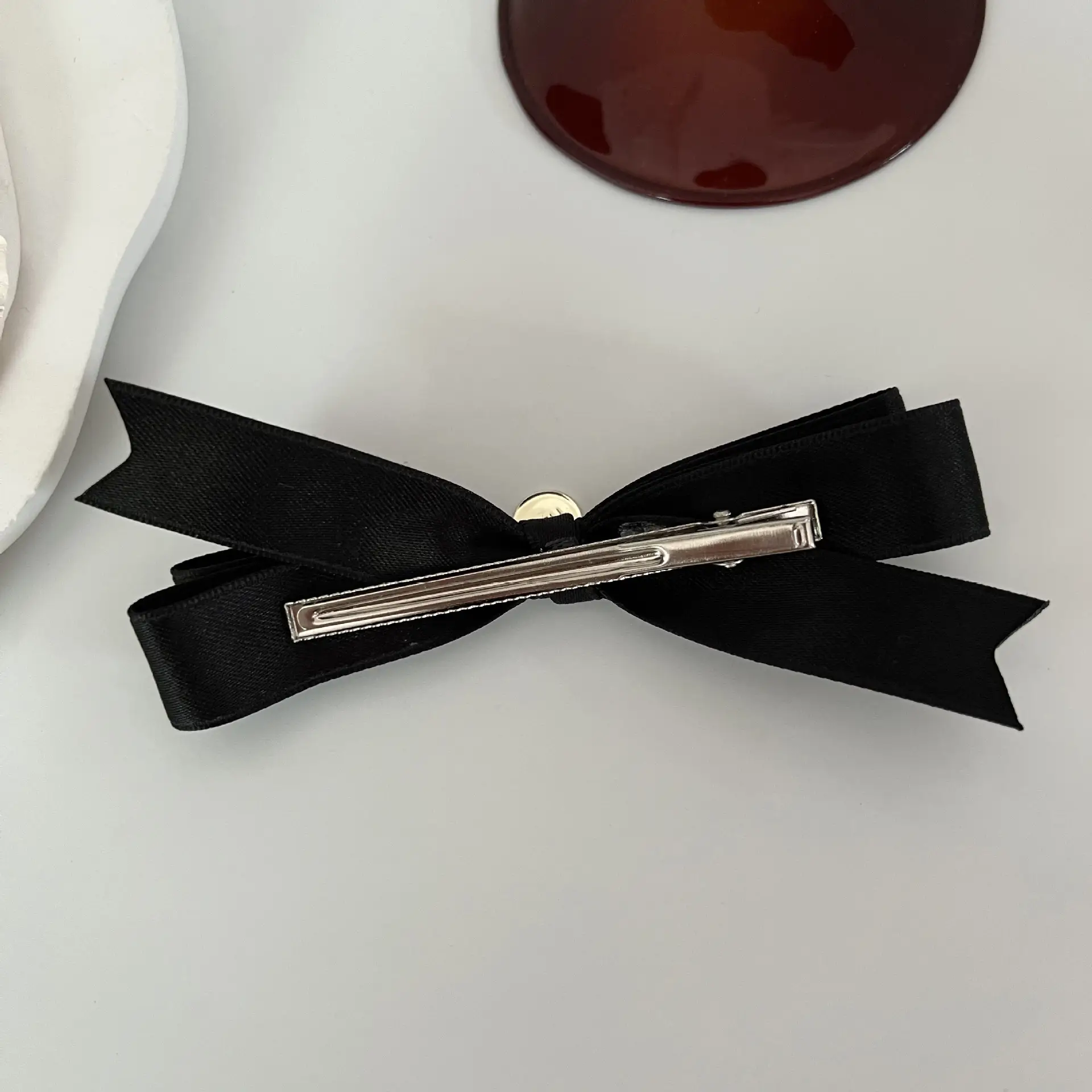Black Bow Hairpin with Duck Bill Clip for Women - Image 5