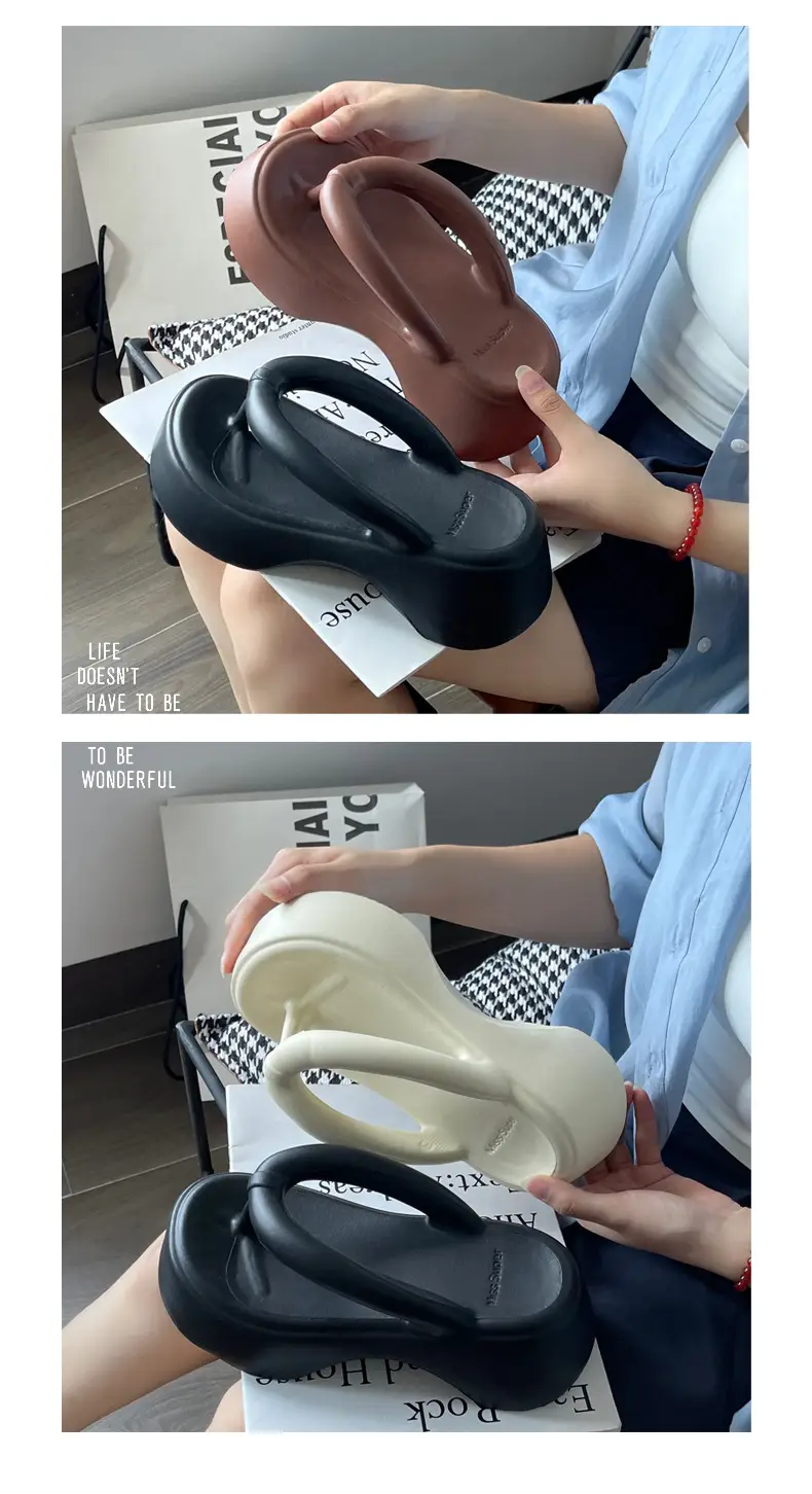 Women's Black EVA Flip Flops with Thick Sole — feature 9