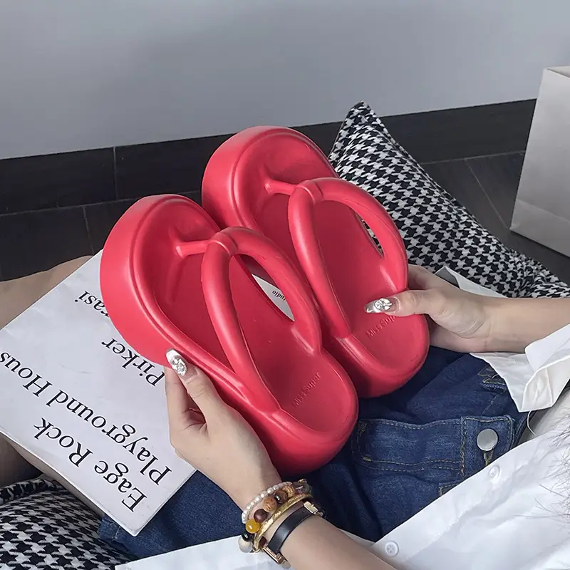 Women's Black EVA Flip Flops with Thick Sole
