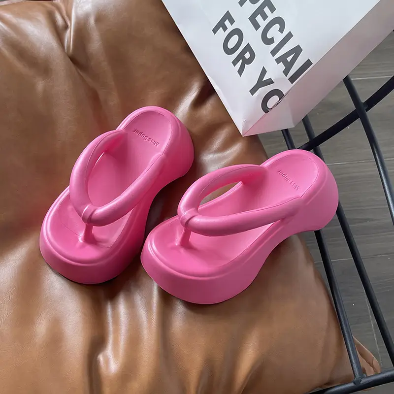 Women's Black EVA Flip Flops with Thick Sole