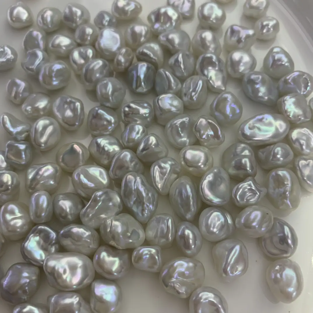 Nearly Flawless Silver Beads 9-10mm Baroque Pendant - Image 4